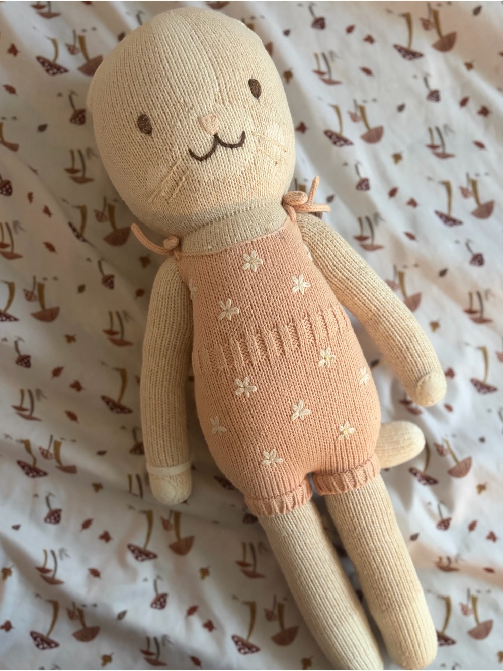 Cuddle and Kind Daisy the Kitten 20 Hand Knit Doll Pink Florak Romper Handmade